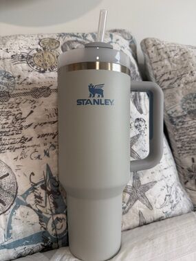 Stanley Gray Insulated Travel Tumbler with Handle and Straw